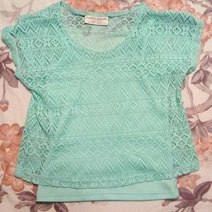 Bobbie Brooks Crochet Top - Girls XS (4/5) - Aqua Green